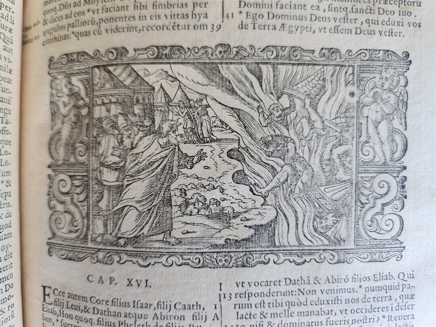 1611 BIBLE in LATIN antique ILLUSTRATED BIBLIA SACRA w/ 252 WOODCUTS