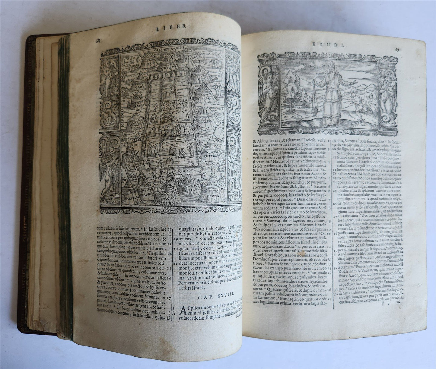1611 BIBLE in LATIN antique ILLUSTRATED BIBLIA SACRA w/ 252 WOODCUTS