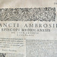 1603 SANCTI AMBROSII antique PIGSKIN BOUND FOLIO w/BISHOP'S COAT of ARMS Vol.3-4