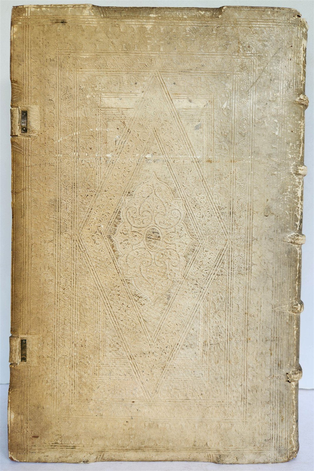 1603 SANCTI AMBROSII antique PIGSKIN BOUND FOLIO w/BISHOP'S COAT of ARMS Vol.1-2