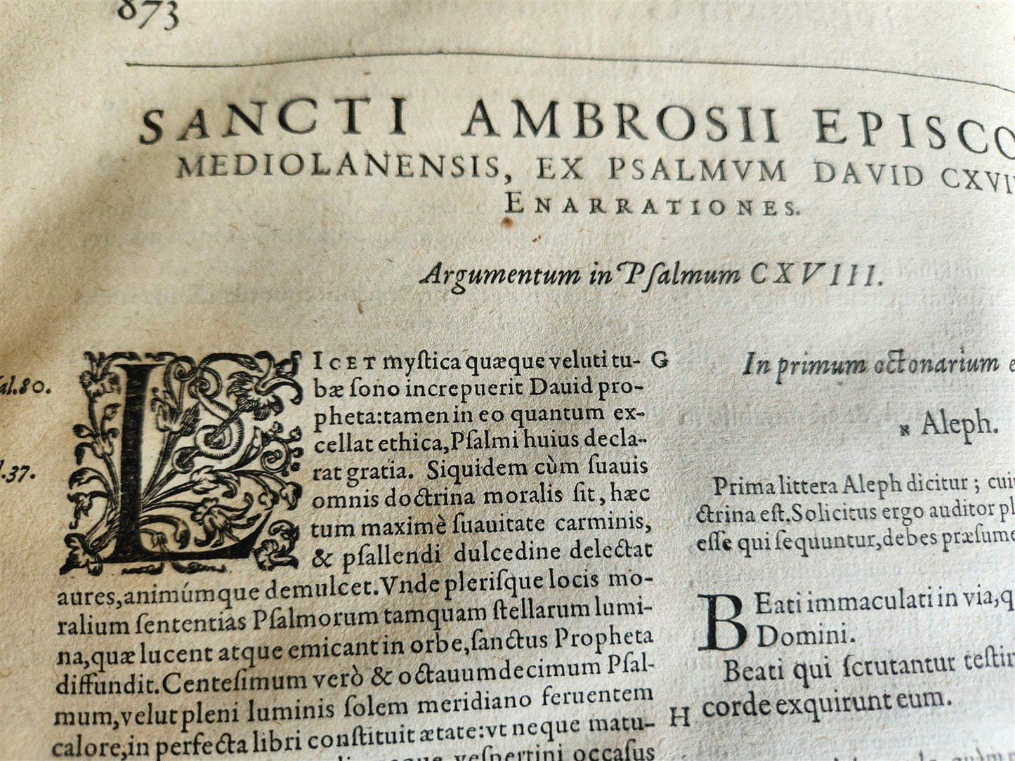 1603 SANCTI AMBROSII antique PIGSKIN BOUND FOLIO w/BISHOP'S COAT of ARMS Vol.1-2