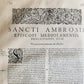 1603 SANCTI AMBROSII antique PIGSKIN BOUND FOLIO w/ BISHOP'S COAT of ARMS Vol. V