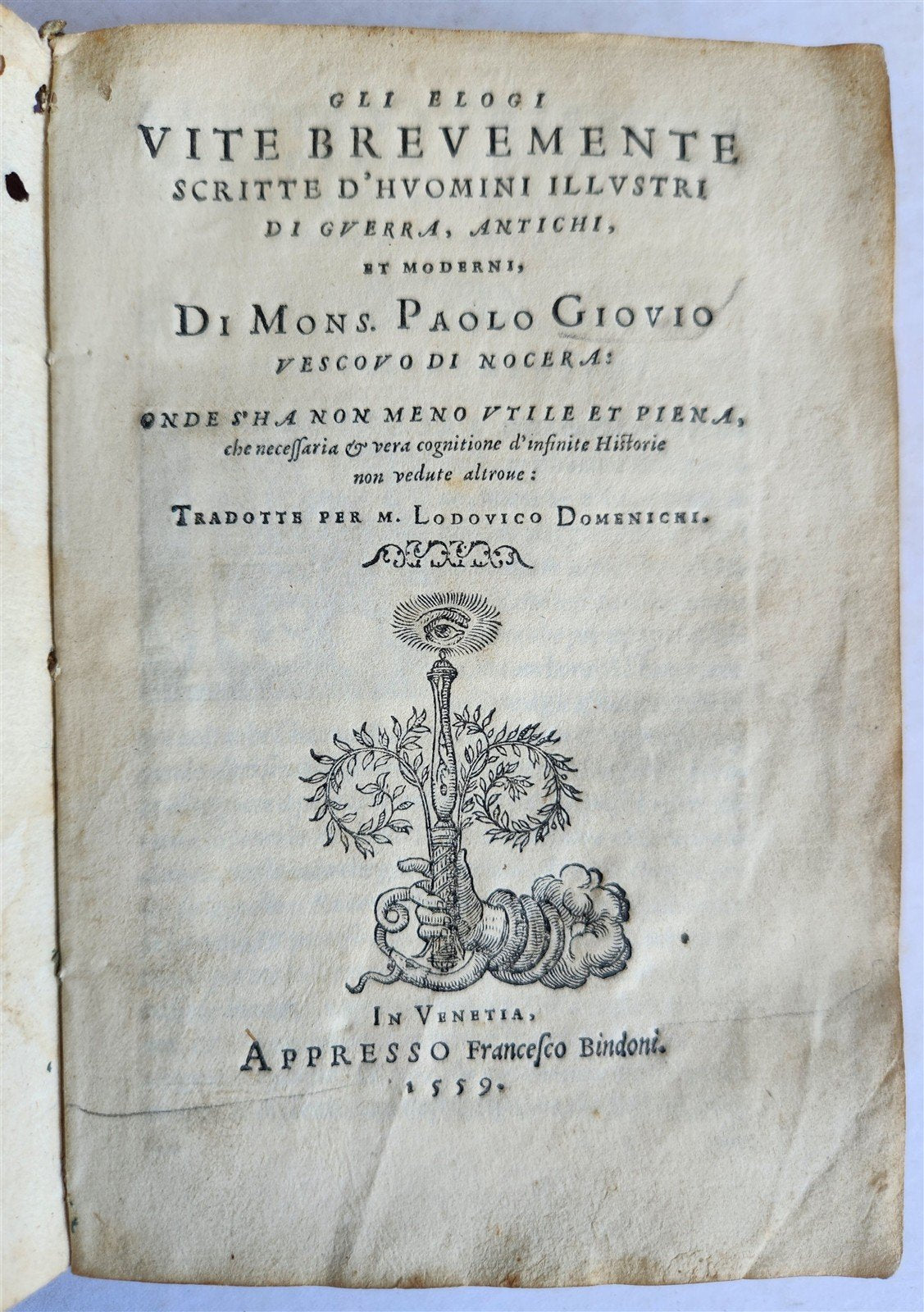 1559 HISTORY by PAOLO GIOVIO antique 16th Century VELLUM BINDING