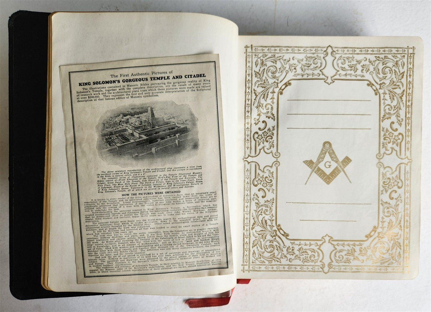 1931 BIBLE MASONIC ILLUSTRATED FOLIO antique printed in PHILADELPHIA AMERICANA