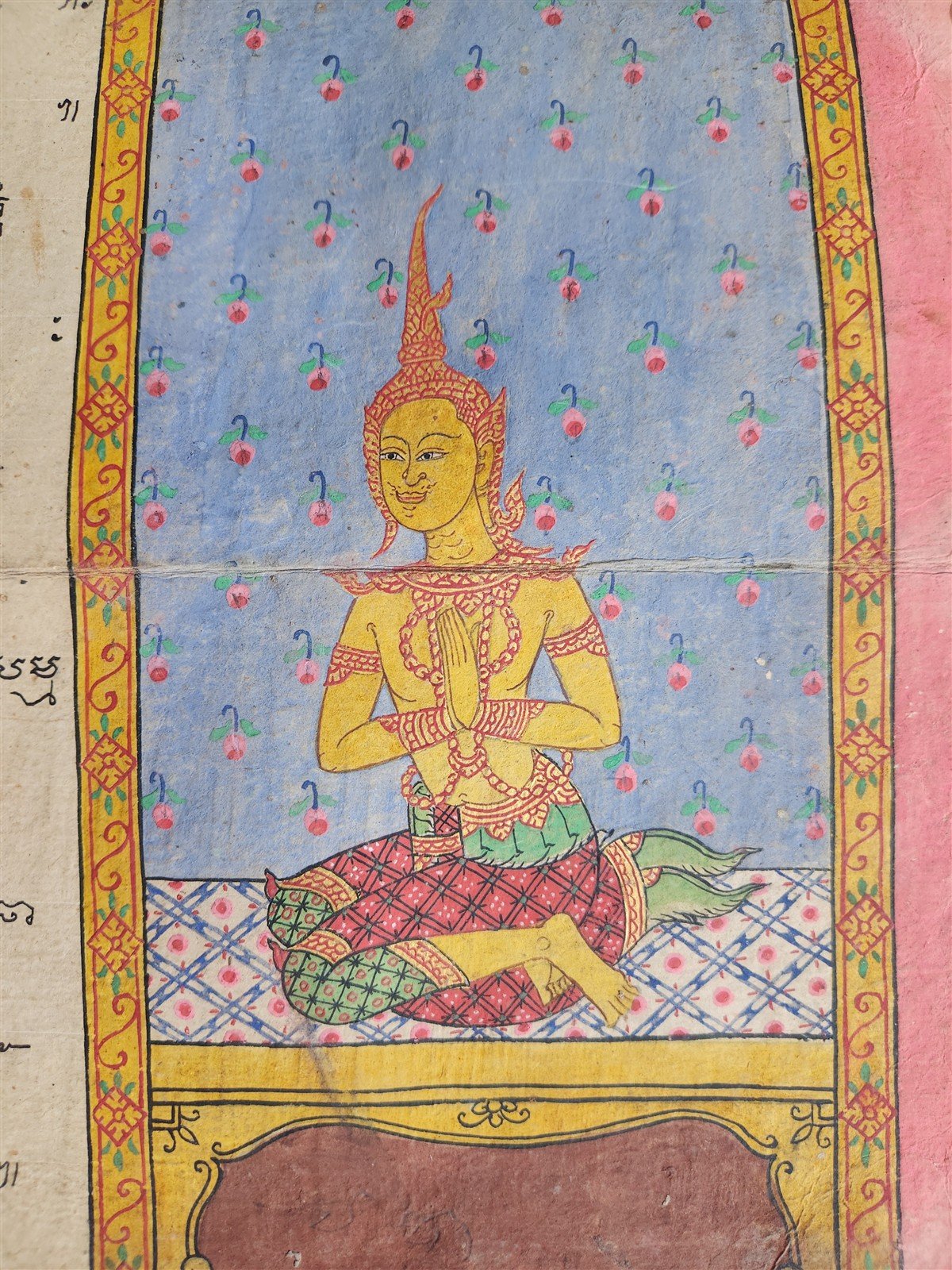 19th century ILLUMINATED BUDDHIST MANIUSCRIPT THAILAND antique - MONK Phra Malai