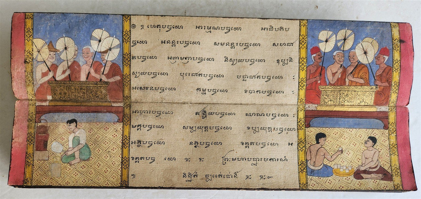 19th century ILLUMINATED BUDDHIST MANIUSCRIPT THAILAND antique - MONK Phra Malai