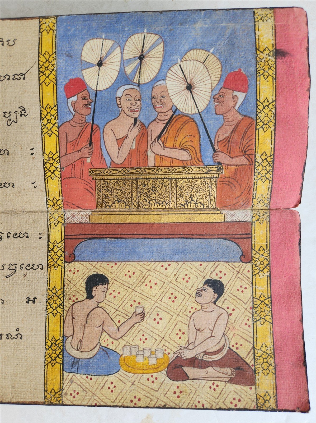 19th century ILLUMINATED BUDDHIST MANIUSCRIPT THAILAND antique - MONK Phra Malai