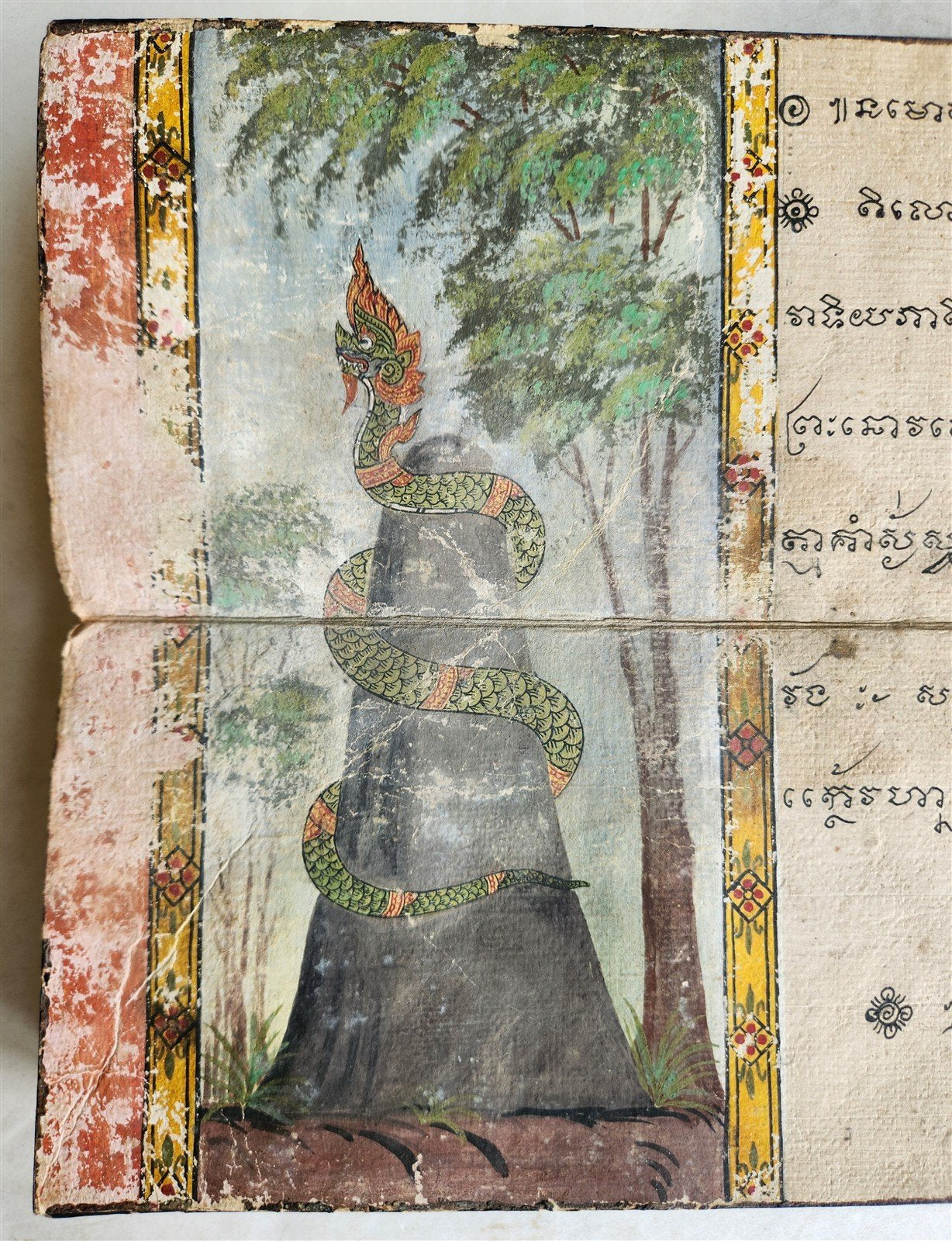 19th century ILLUMINATED BUDDHIST MANIUSCRIPT THAILAND antique - MONK Phra Malai