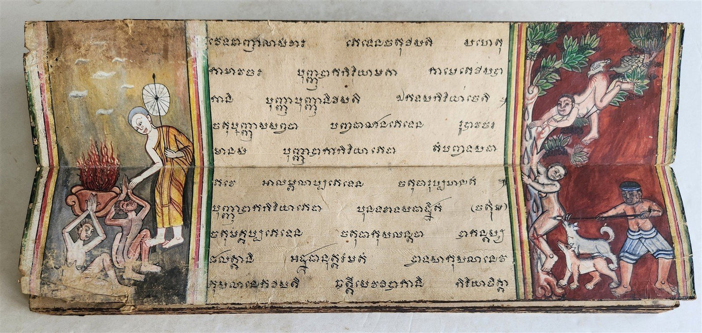19th century ILLUMINATED BUDDHIST MANIUSCRIPT THAILAND antique - MONK Phra Malai