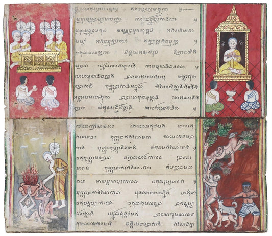 19th century ILLUMINATED BUDDHIST MANIUSCRIPT THAILAND antique - MONK Phra Malai