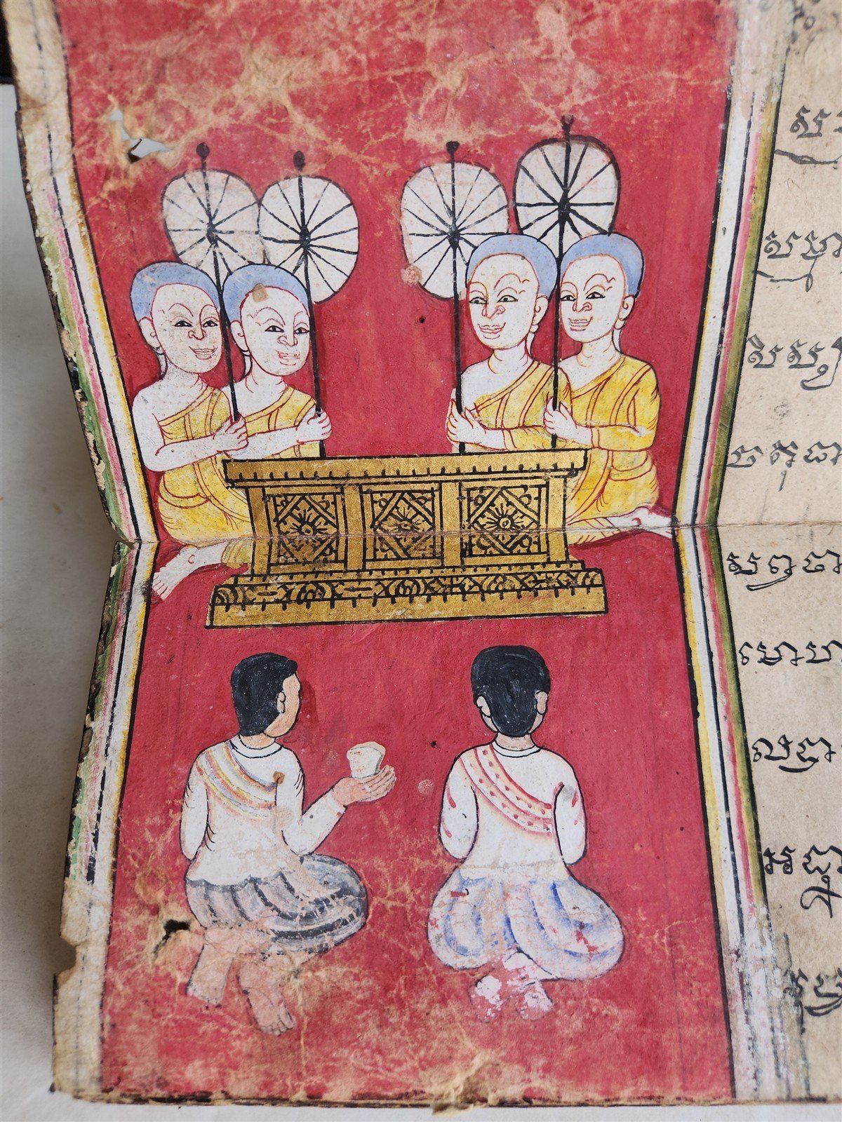 19th century ILLUMINATED BUDDHIST MANIUSCRIPT THAILAND antique - MONK Phra Malai