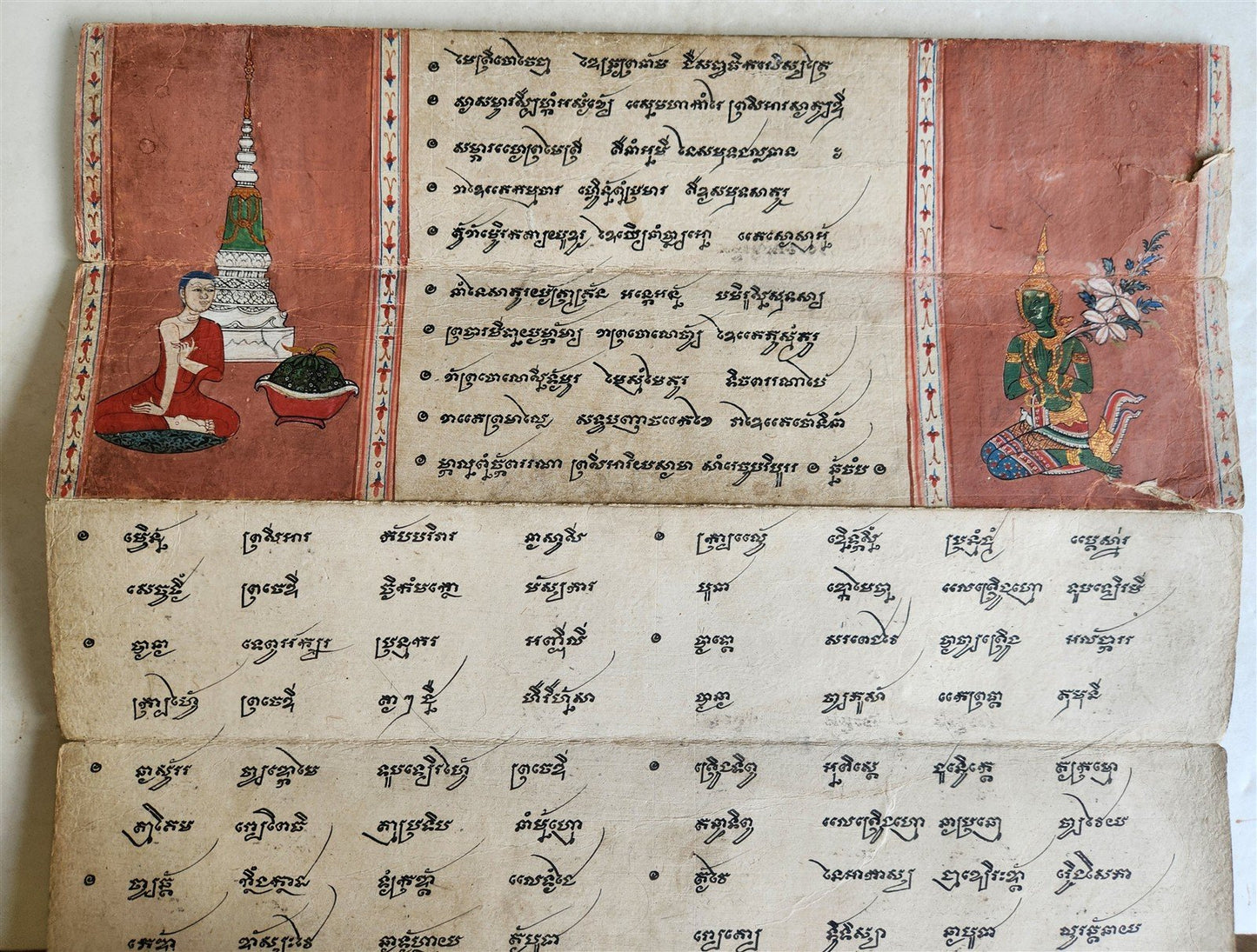 19th century ILLUMINATED BUDDHIST MANIUSCRIPT THAILAND antique Phra Malai LEGEND