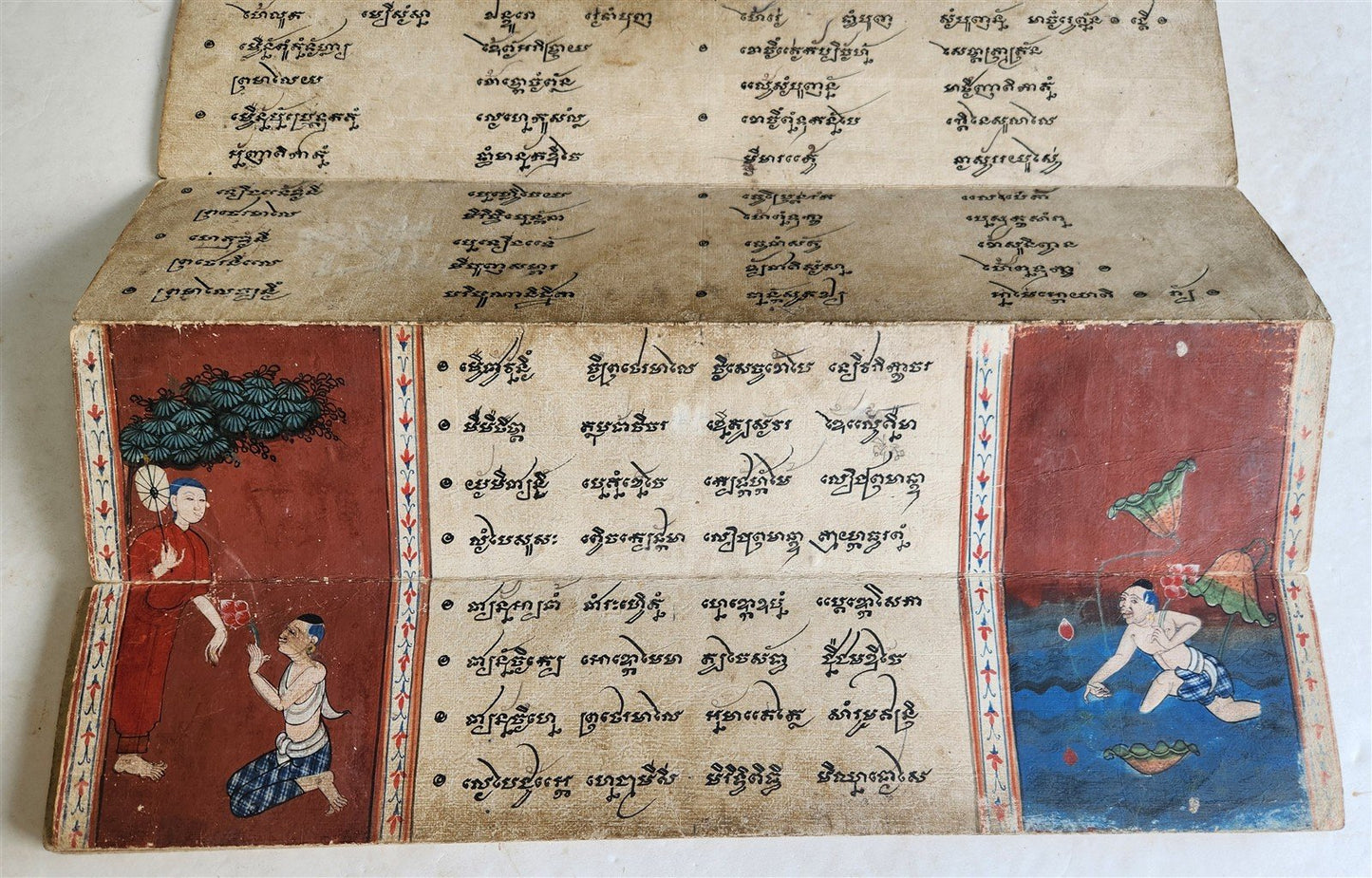 19th century ILLUMINATED BUDDHIST MANIUSCRIPT THAILAND antique Phra Malai LEGEND