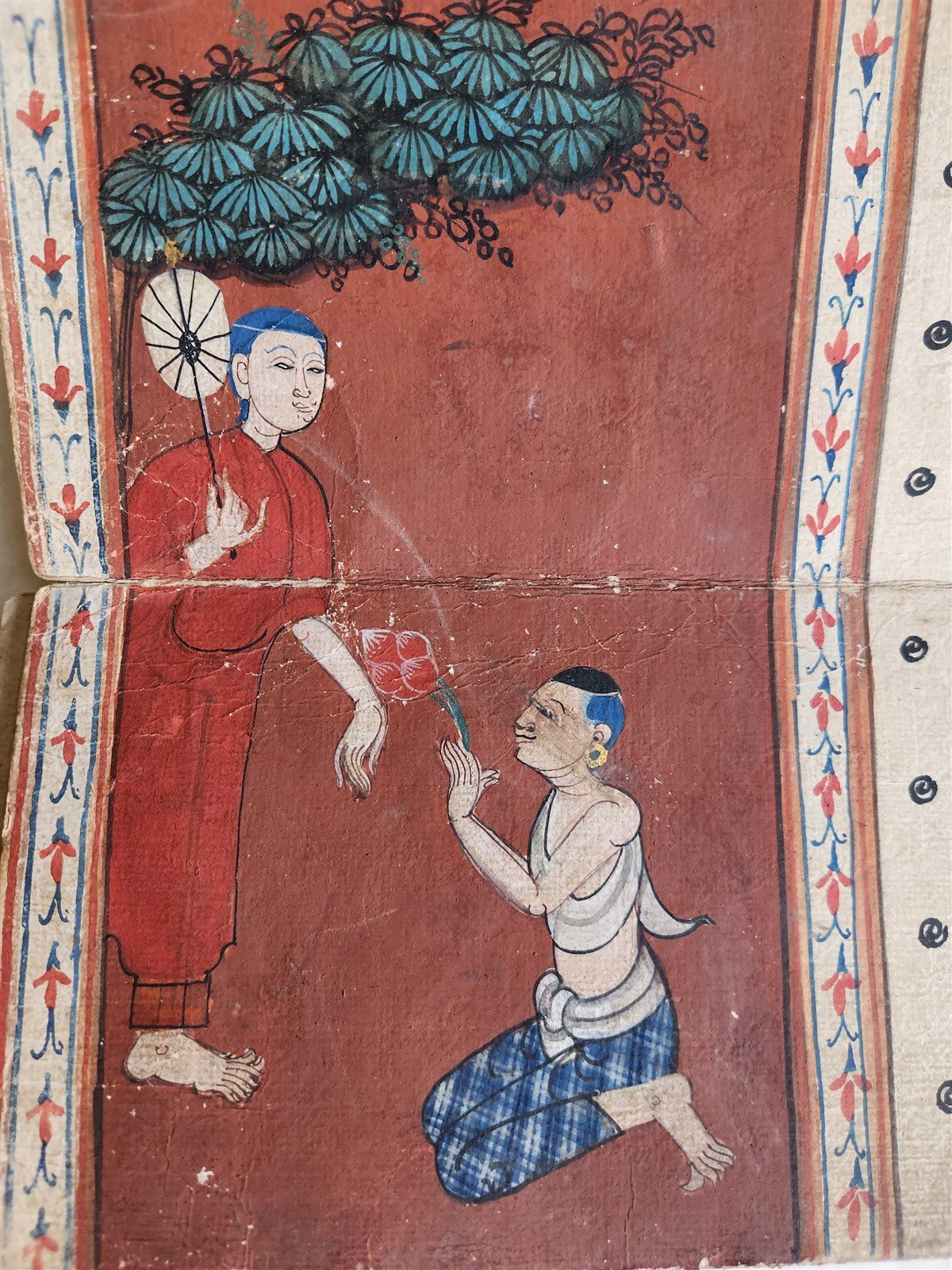 19th century ILLUMINATED BUDDHIST MANIUSCRIPT THAILAND antique Phra Malai LEGEND