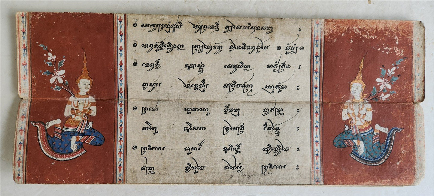 19th century ILLUMINATED BUDDHIST MANIUSCRIPT THAILAND antique Phra Malai LEGEND