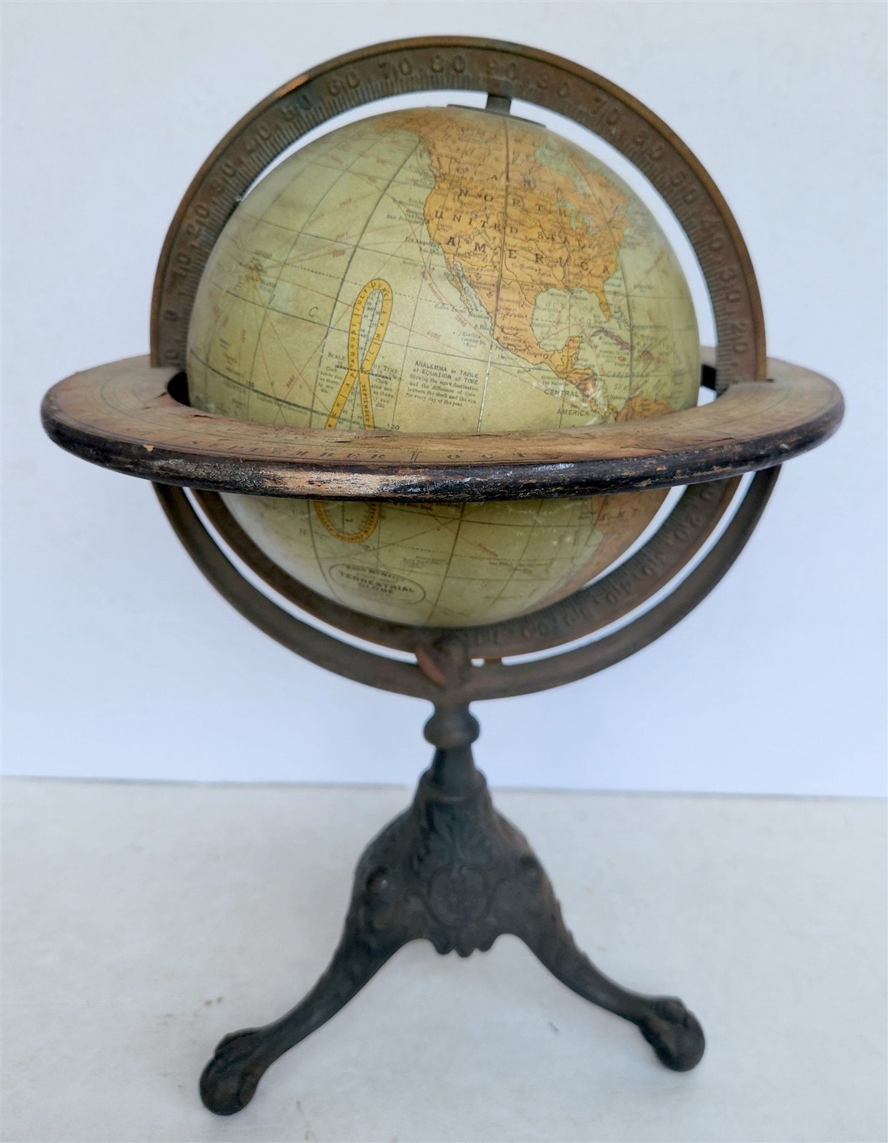 1920s RAND McNALLY EIGHT-INCH TERRESTRIAL GLOBE antique
