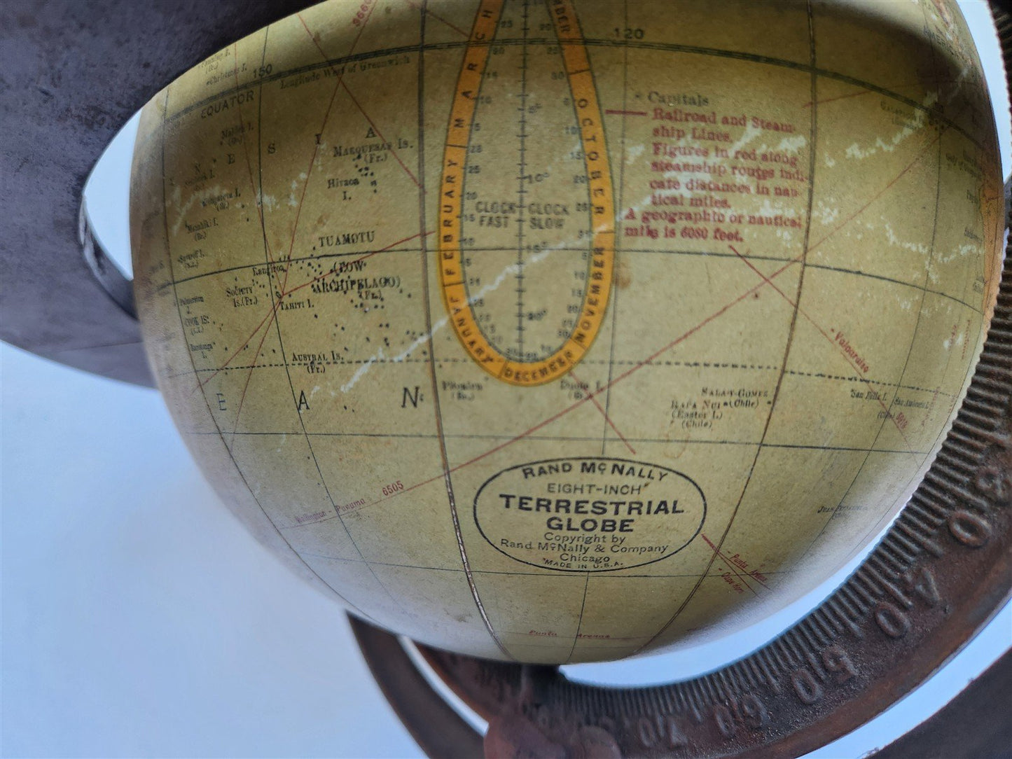 1920s RAND McNALLY EIGHT-INCH TERRESTRIAL GLOBE antique