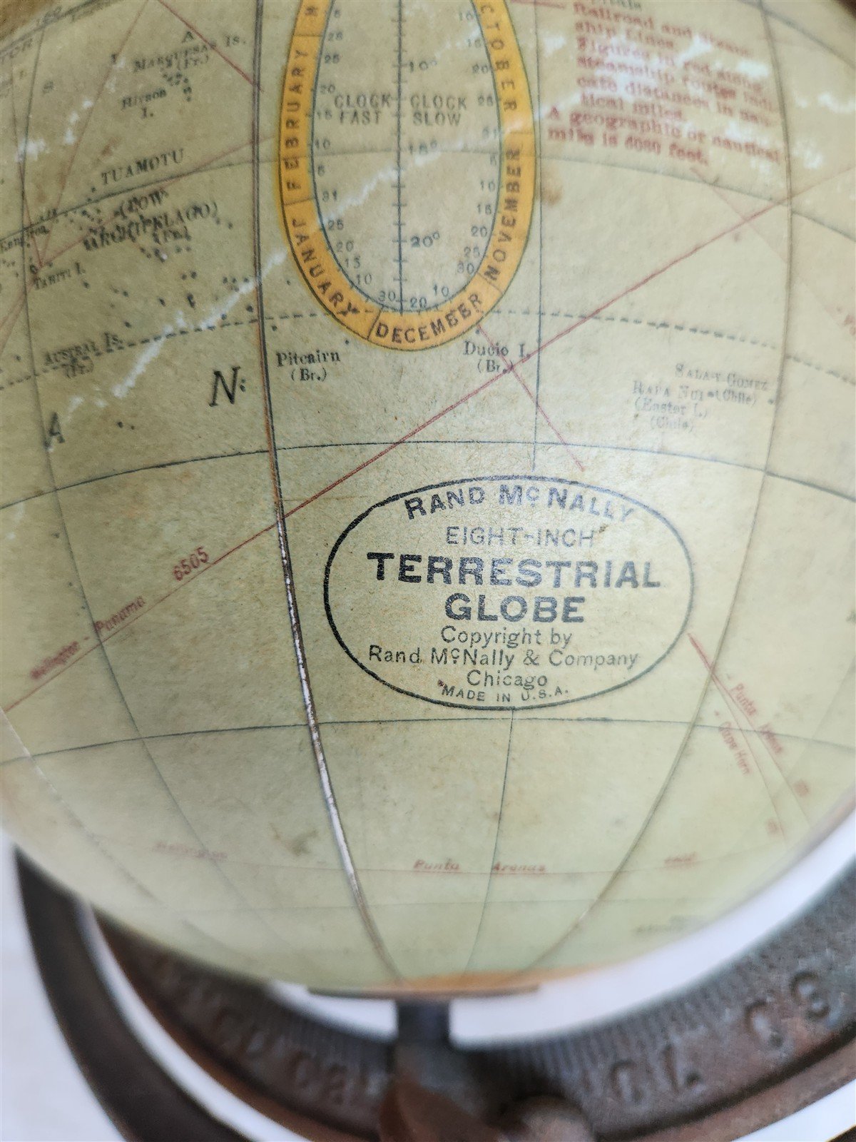 1920s RAND McNALLY EIGHT-INCH TERRESTRIAL GLOBE antique