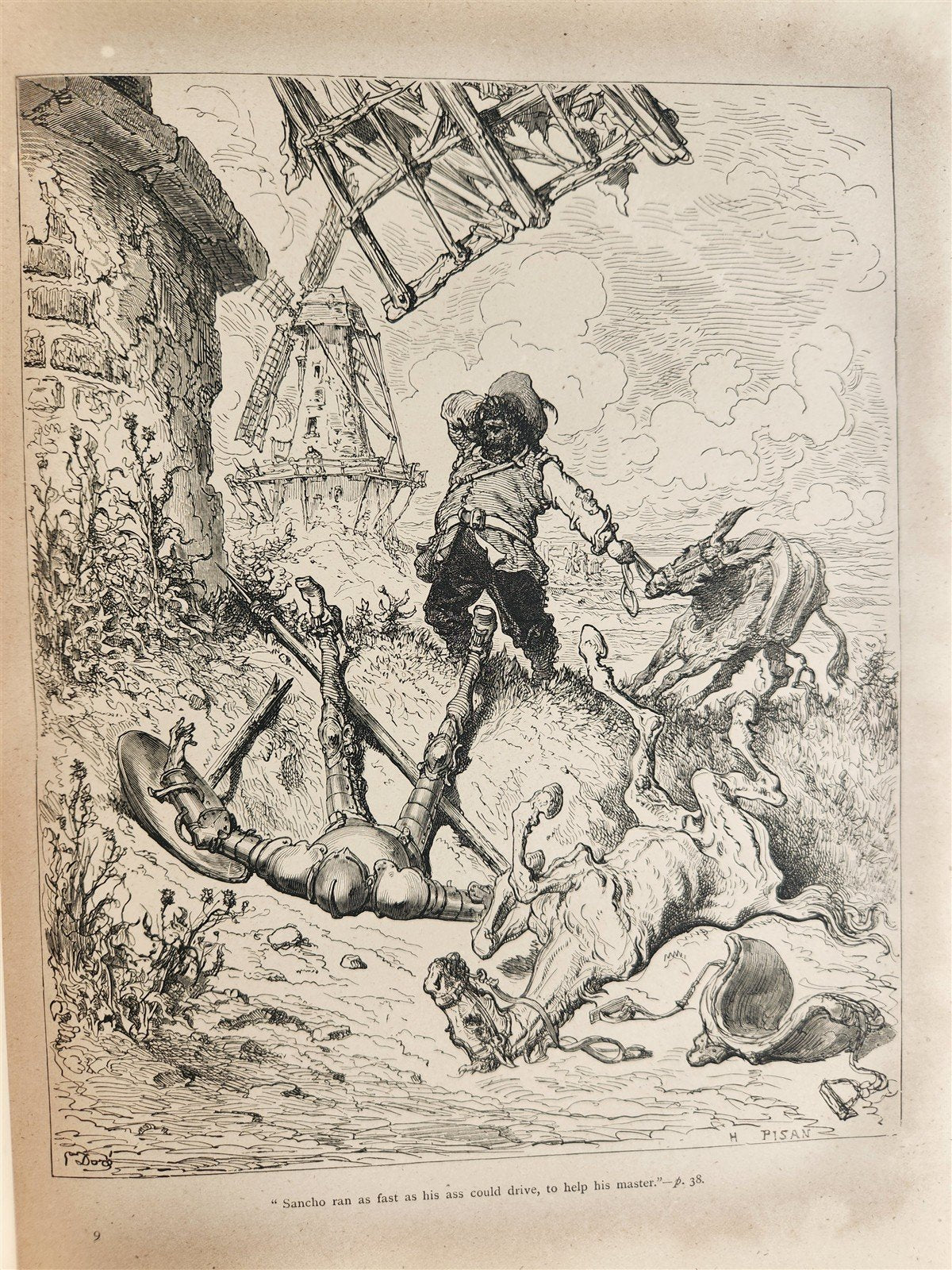 1864 DON QUIXOTE by CERVANTES antique GUSTAVE DORE ILLUSTRATED FOLIO in ENGLISH