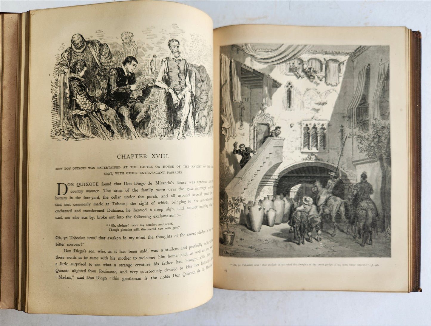 1864 DON QUIXOTE by CERVANTES antique GUSTAVE DORE ILLUSTRATED FOLIO in ENGLISH