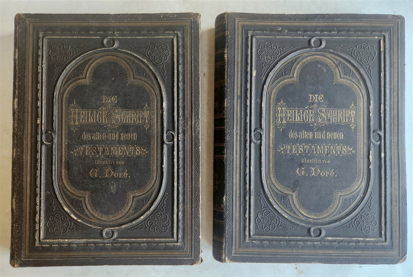 1870s BIBLE GUSTAVE DORE LLUSTRATED 2 VOLUMES MASSIVE FOLIO antique 230 plates