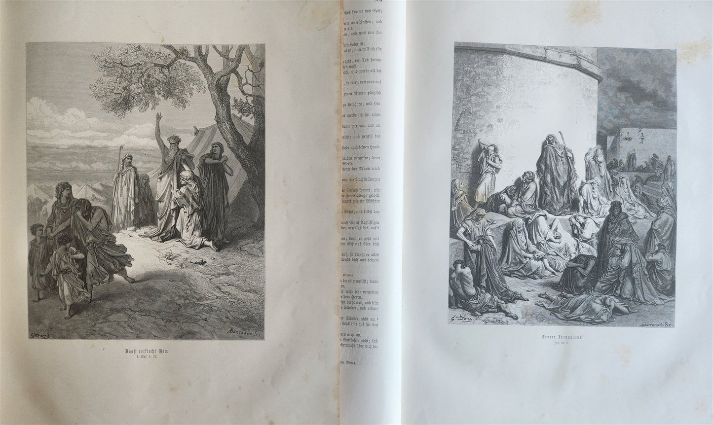 1870s BIBLE GUSTAVE DORE LLUSTRATED 2 VOLUMES MASSIVE FOLIO antique 230 plates