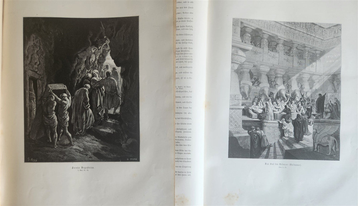 1870s BIBLE GUSTAVE DORE LLUSTRATED 2 VOLUMES MASSIVE FOLIO antique 230 plates