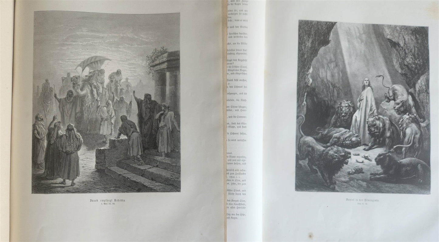 1870s BIBLE GUSTAVE DORE LLUSTRATED 2 VOLUMES MASSIVE FOLIO antique 230 plates