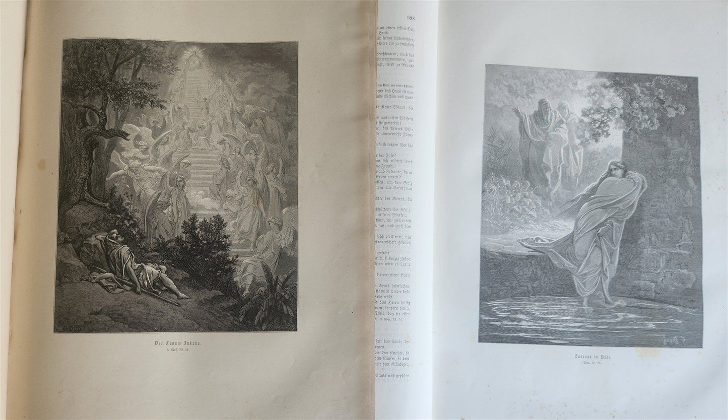 1870s BIBLE GUSTAVE DORE LLUSTRATED 2 VOLUMES MASSIVE FOLIO antique 230 plates