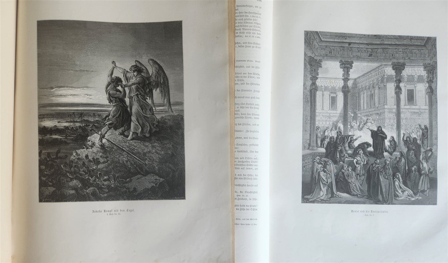 1870s BIBLE GUSTAVE DORE LLUSTRATED 2 VOLUMES MASSIVE FOLIO antique 230 plates