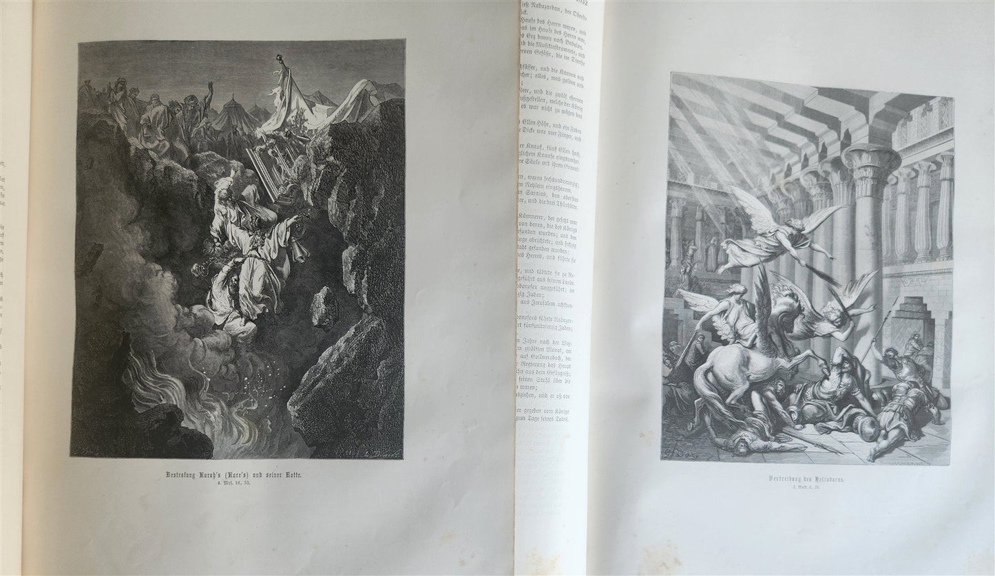 1870s BIBLE GUSTAVE DORE LLUSTRATED 2 VOLUMES MASSIVE FOLIO antique 230 plates