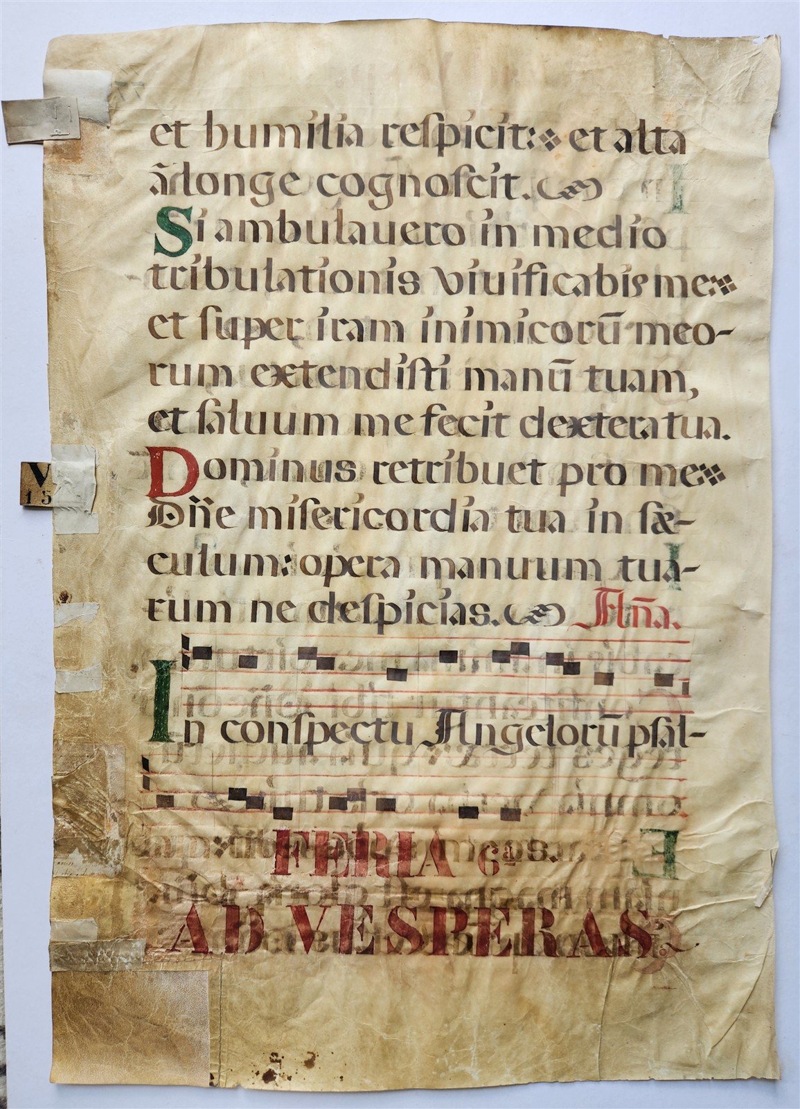 16th century ANTIPHONAL VELLUM MANUSCRIPT antique LITURGICAL TEXT in LATIN 18x27