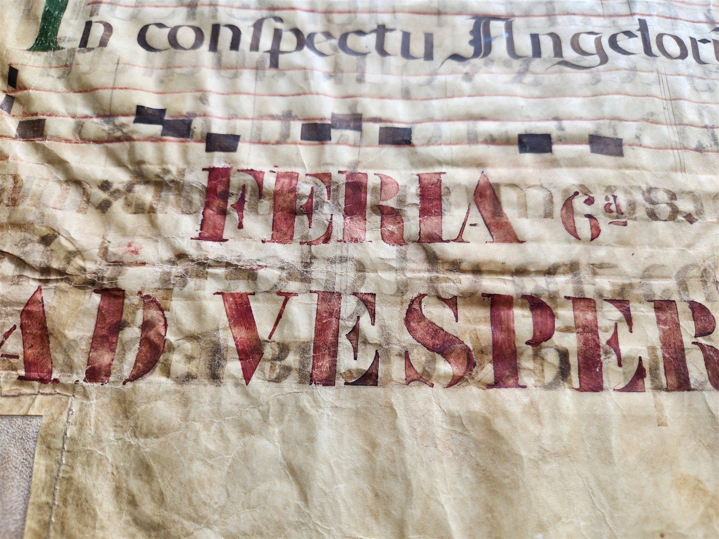 16th century ANTIPHONAL VELLUM MANUSCRIPT antique LITURGICAL TEXT in LATIN 18x27