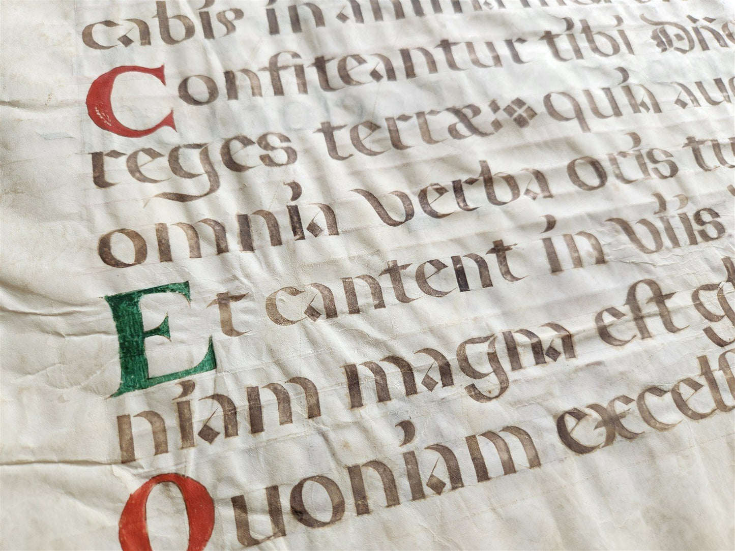 16th century ANTIPHONAL VELLUM MANUSCRIPT antique LITURGICAL TEXT in LATIN 18x27