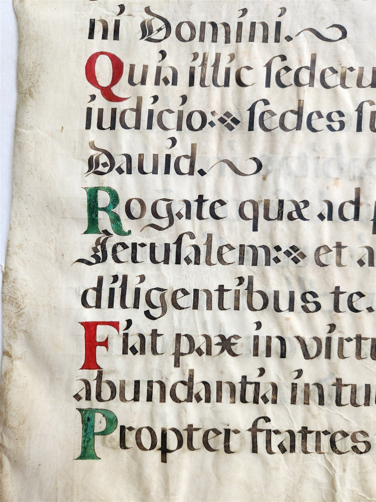 16th cent. ANTIPHONAL VELLUM MANUSCRIPT antique LITURGICAL TEXT in LATIN 18x27"