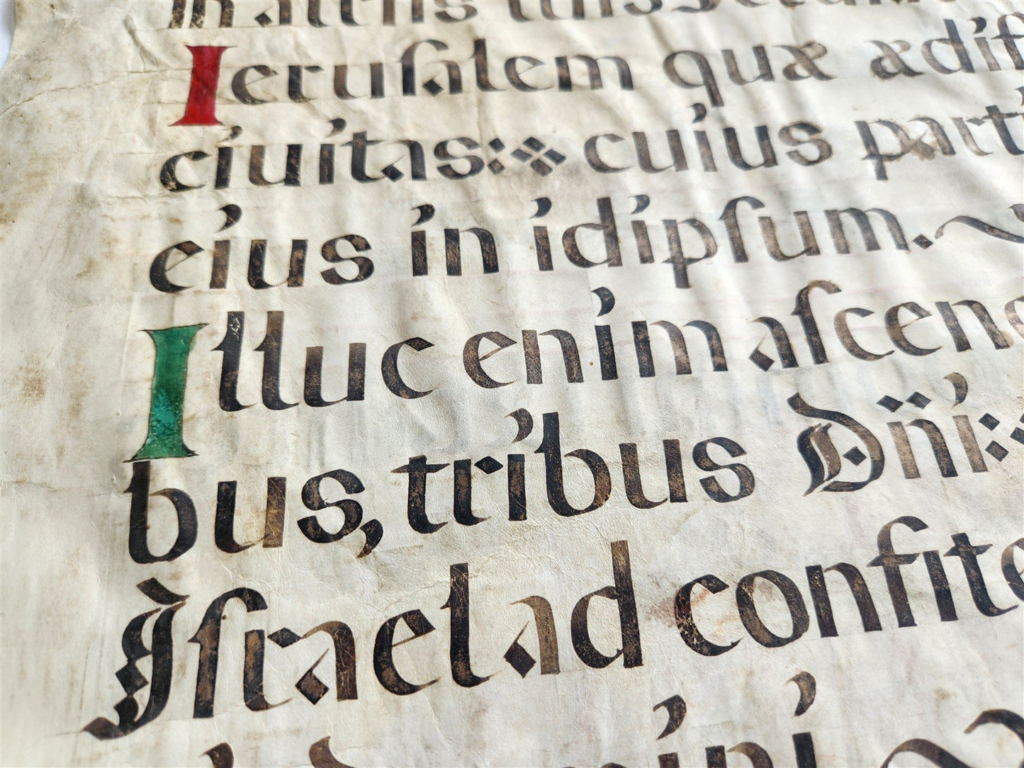 16th cent. ANTIPHONAL VELLUM MANUSCRIPT antique LITURGICAL TEXT in LATIN 18x27"