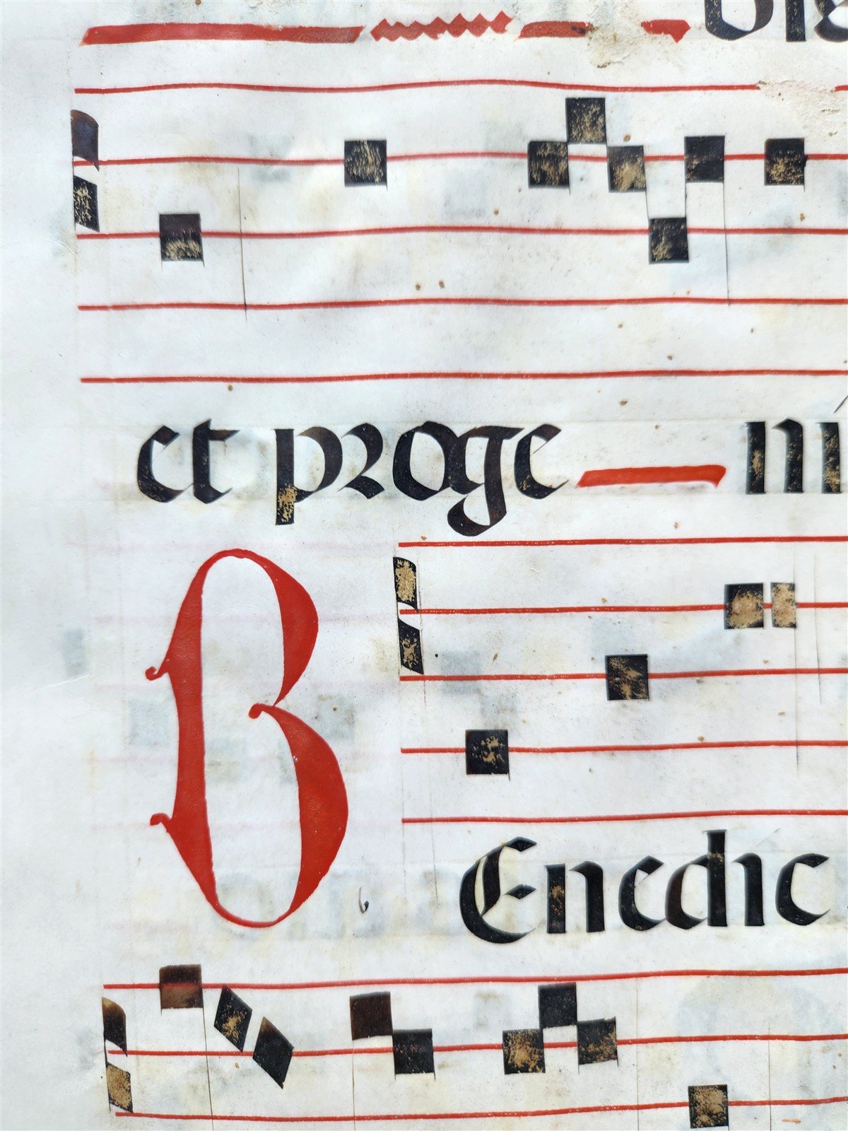 17th cent. ANTIPHONAL MUSIC CHART VELLUM MANUSCRIPT antique LITURGICAL TEXT