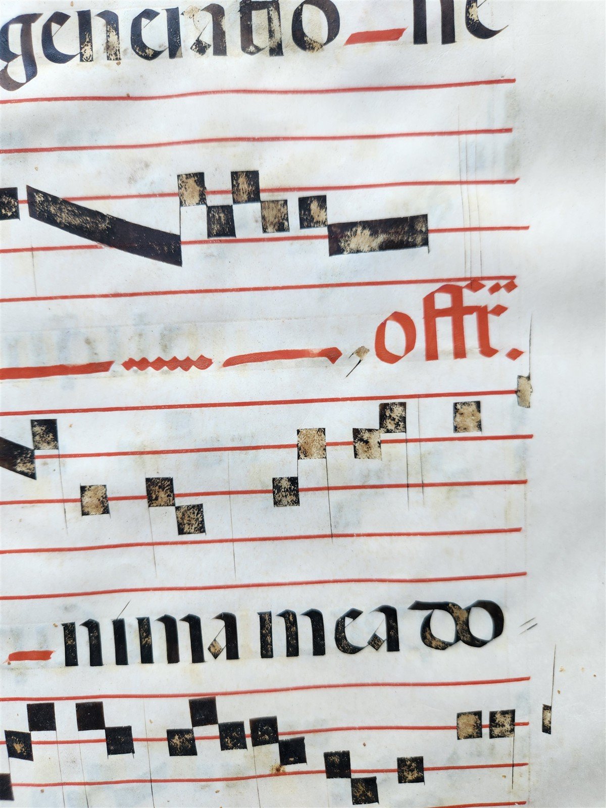 17th cent. ANTIPHONAL MUSIC CHART VELLUM MANUSCRIPT antique LITURGICAL TEXT