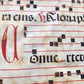 17th cent. ANTIPHONAL MUSIC CHART VELLUM MANUSCRIPT antique LITURGICAL TEXT