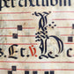 17th century ANTIPHONAL MUSIC CHART VELLUM MANUSCRIPT antique LITURGICAL TEXT