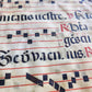 17th century ANTIPHONAL MUSIC CHART VELLUM MANUSCRIPT antique LITURGICAL LATIN