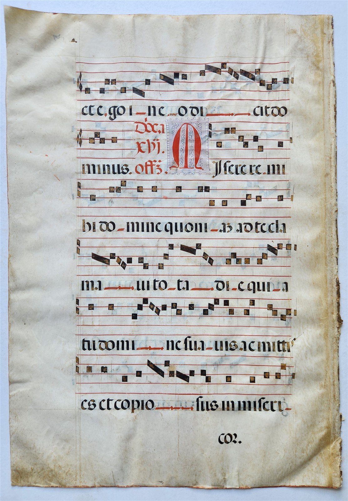 17th century ANTIPHONAL MUSIC CHART VELLUM MANUSCRIPT antique LITURGICAL 18x26"