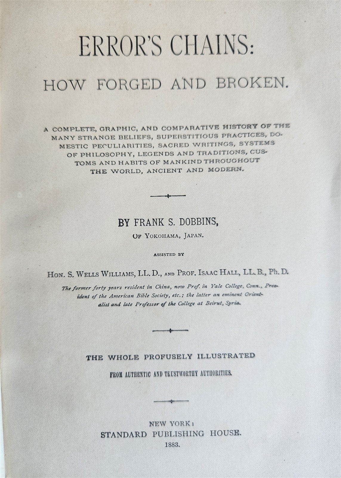 1883 ILLUSTRATED WORLD'S BELIEFS antique ERROR'S CHAINS FORGED & BROKEN occult