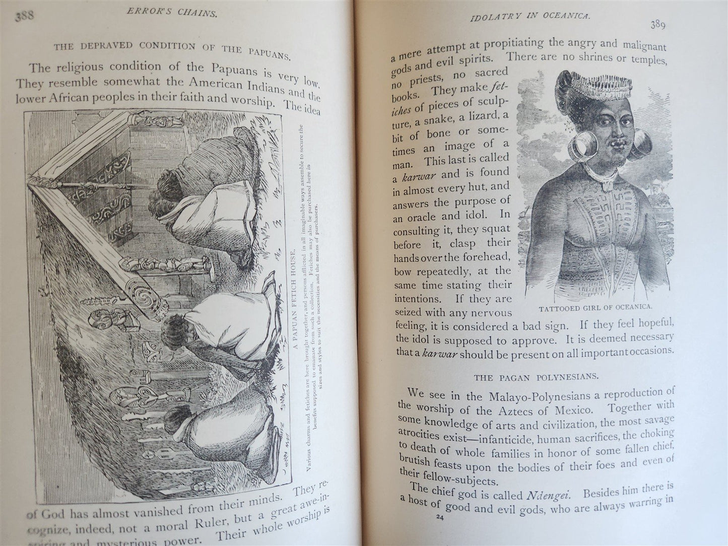 1883 ILLUSTRATED WORLD'S BELIEFS antique ERROR'S CHAINS FORGED & BROKEN occult