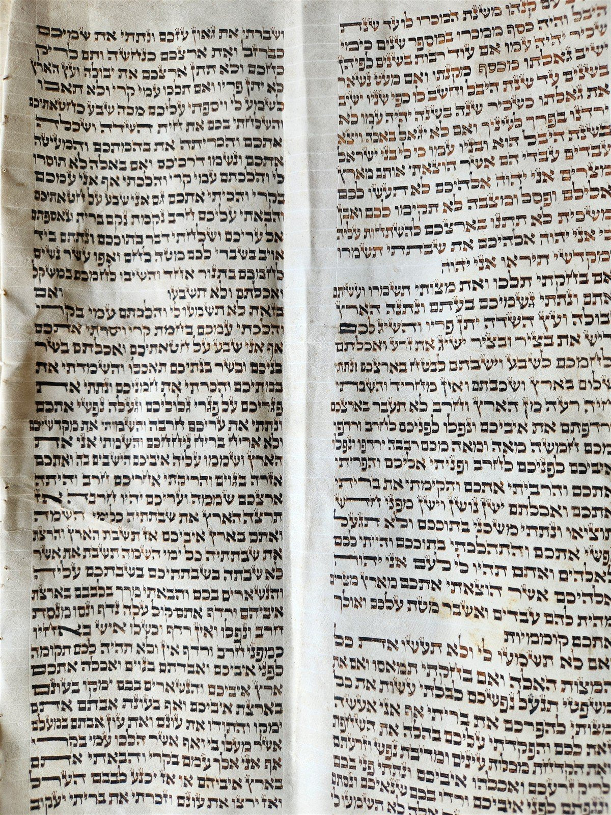 TORAH SCROLL FRAGMENT MANUSCRIPT on VELLUM 19th c. ANTIQUE BIBLE Leviticus 8-27