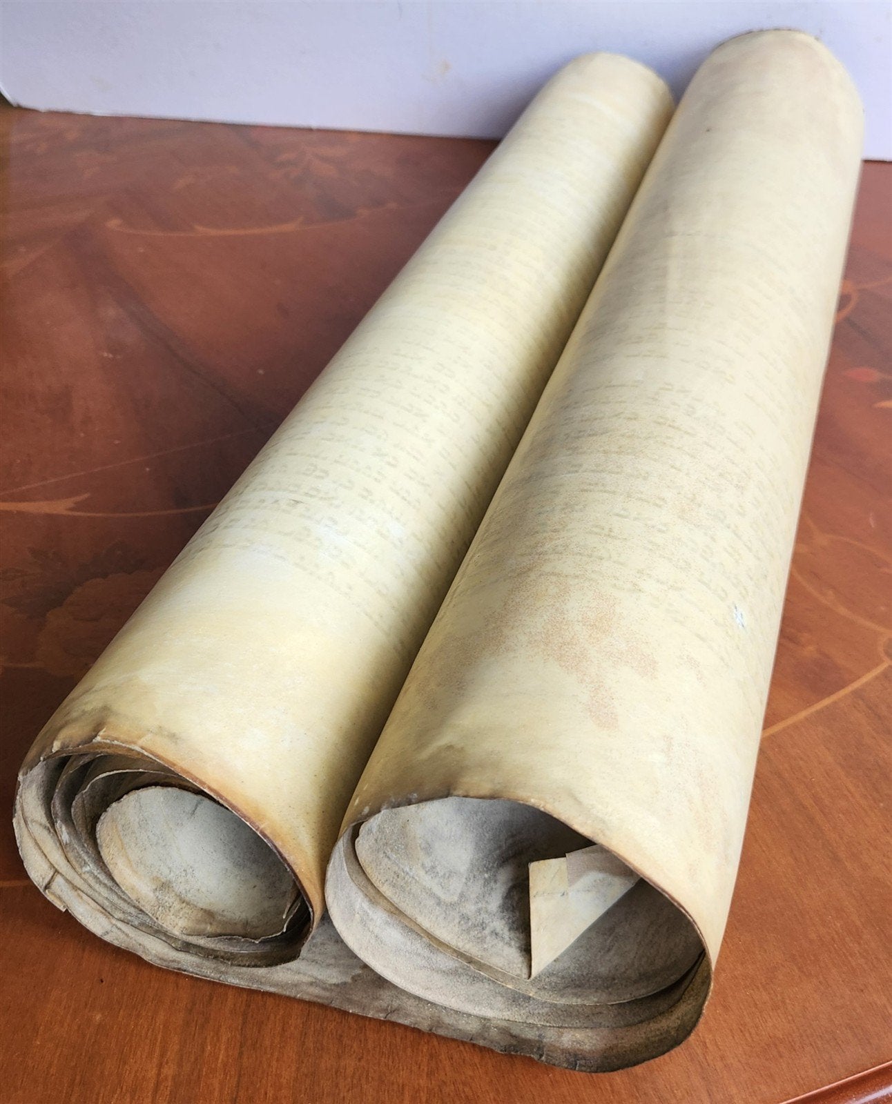 TORAH SCROLL FRAGMENT MANUSCRIPT on VELLUM 19th century ANTIQUE BIBLE LEVITICUS