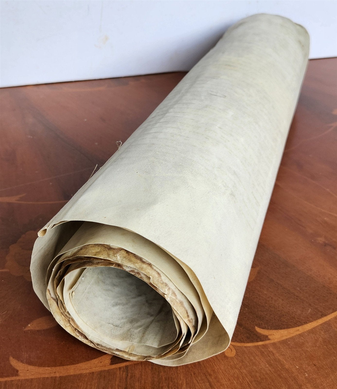 TORAH SCROLL FRAGMENT MANUSCRIPT on VELLUM 19th century ANTIQUE BIBLE EXODUS 12