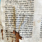 TORAH SCROLL FRAGMENT MANUSCRIPT on VELLUM 19th century ANTIQUE 18 by 19.5"