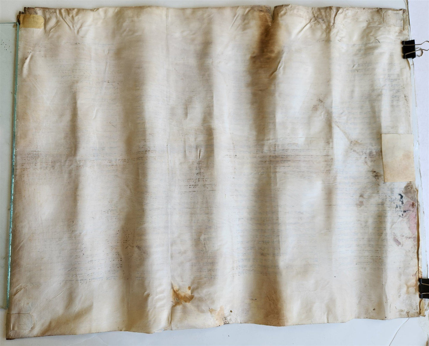 TORAH SCROLL FRAGMENT VELLUM MANUSCRIPT 19th century ANTIQUE DEUTERONOMY 28:30