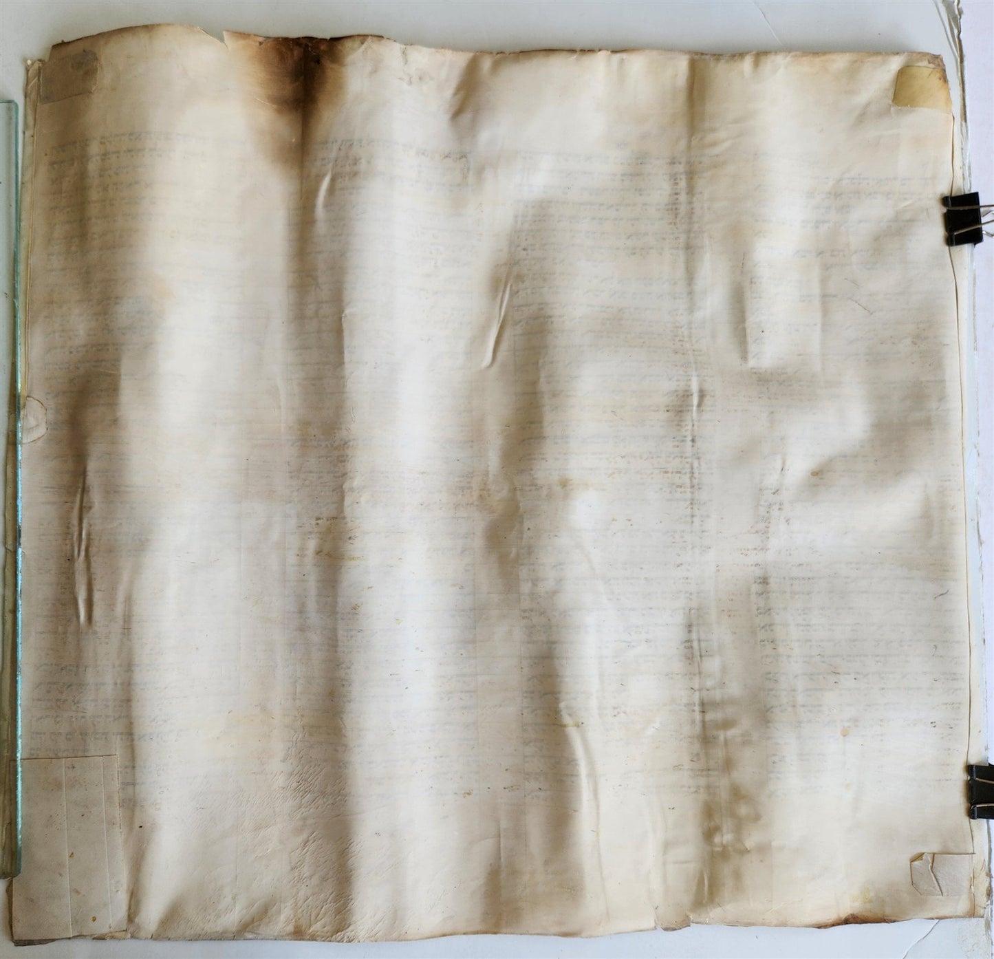 TORAH SCROLL FRAGMENT VELLUM MANUSCRIPT 19th century ANTIQUE DEUTERONOMY 24 - 28